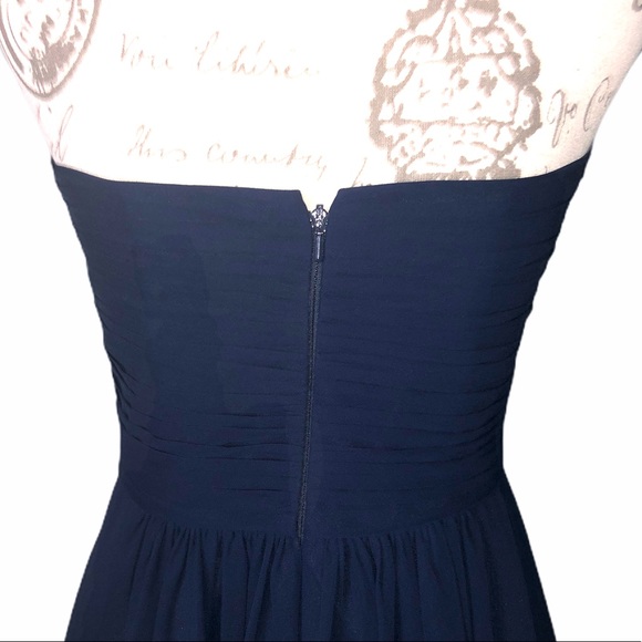 Bill Levkoff Navy Halter Bridesmaid Dress - Picture 7 of 13